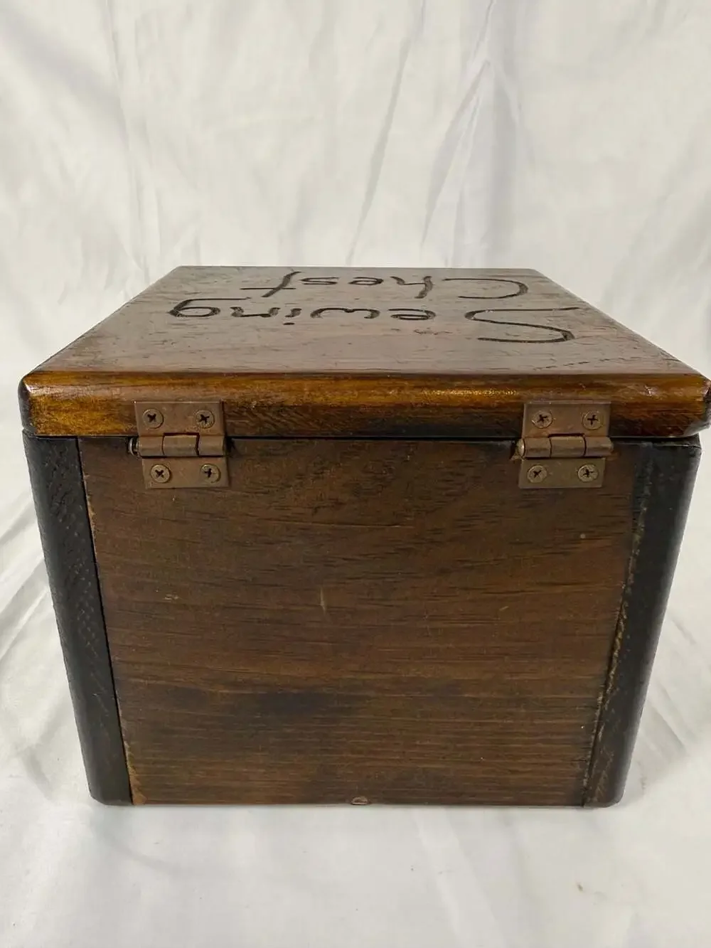 Vintage Handcrafted Wooden Sewing Chest Storage Box